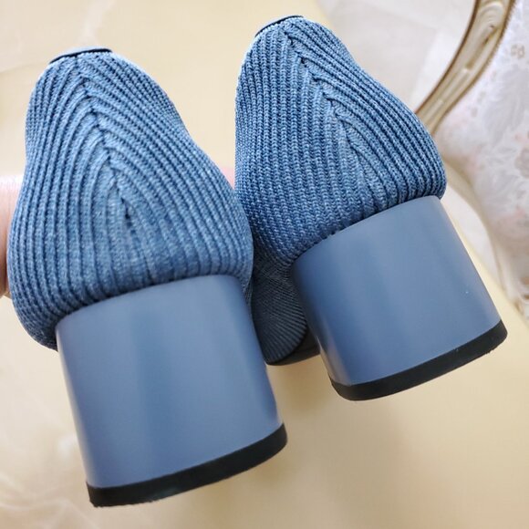 Vivaia Melody Square-Toe Chunky Heels in Denim Blue Size 9 - Picture 7 of 10